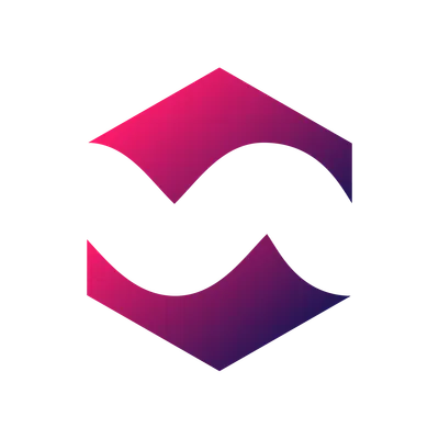 A glittering, brightly colored logo